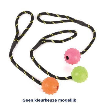 Happy Pet Tough Toys Bal Studded Aan Touw Rubber