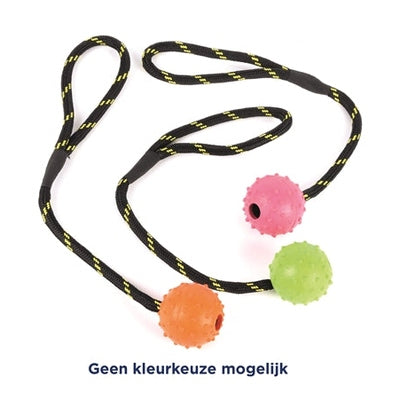 Happy Pet Tough Toys Bal Studded Aan Touw Rubber